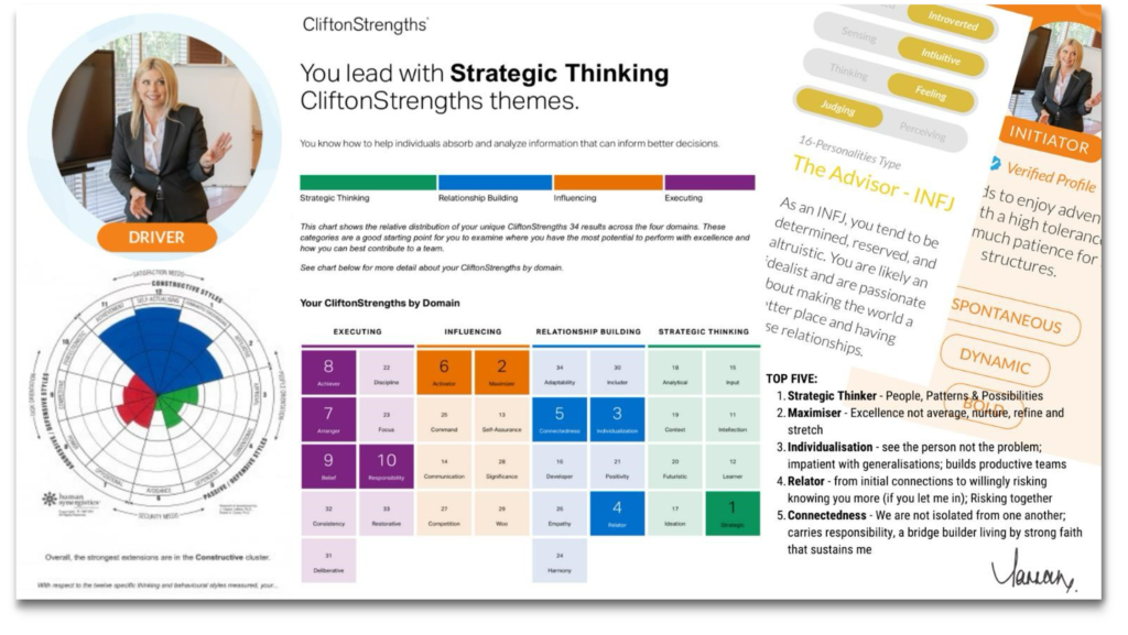 Tarran Deane, Change Management Strategist in Australia, highlighting leadership insights using her Clifton Strengths results